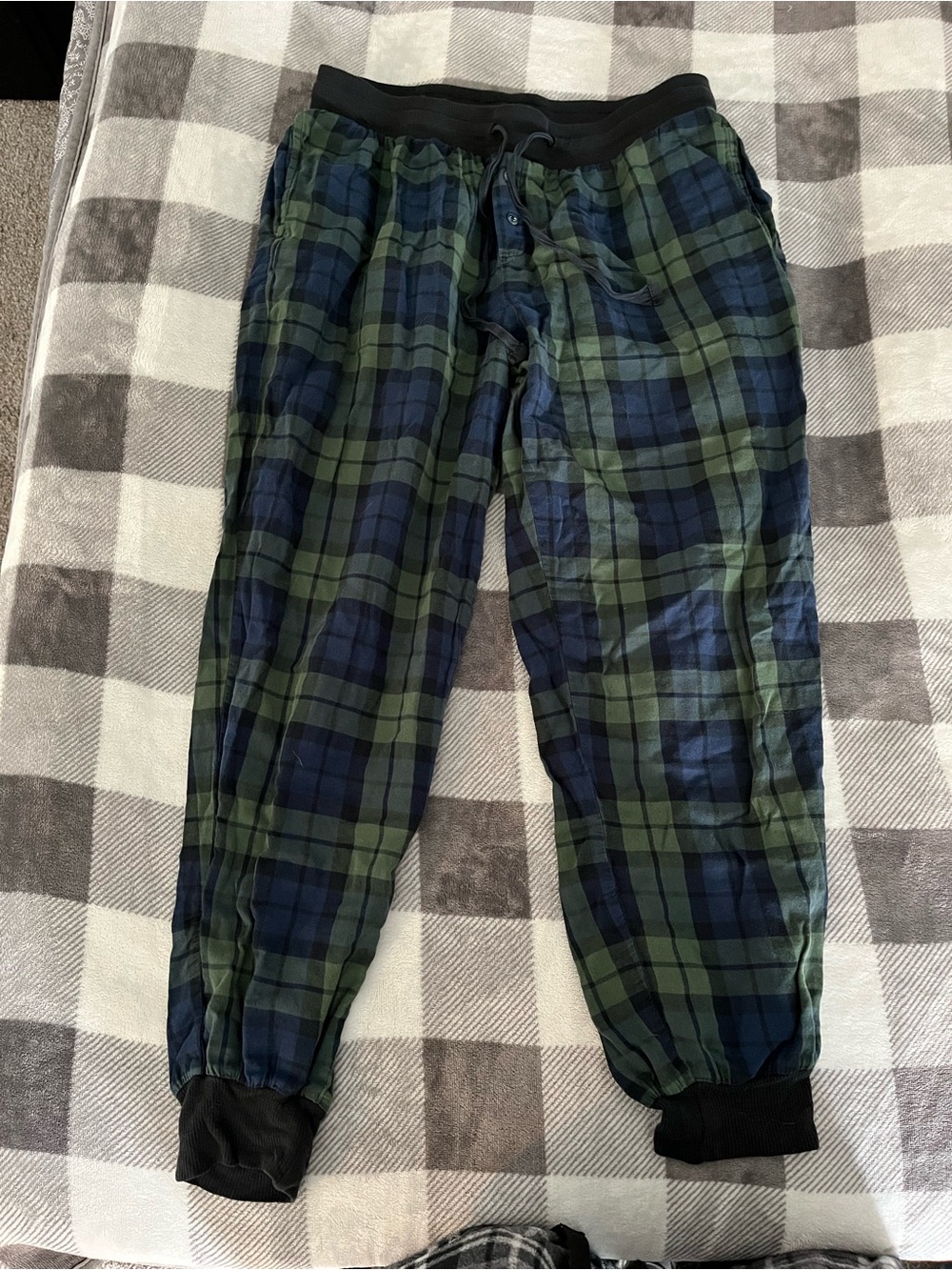 Plaid Green & Navy Jogger Trousers
